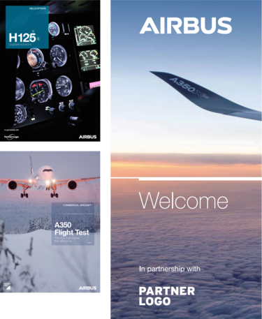 Brochure and Roll-up layout examples with Airbus as leading partner Brochure and Roll-up layout examples with Airbus as leading partner
