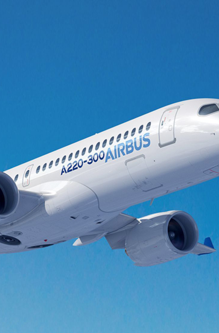 A220-300 flying with Airbus livery